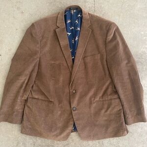 Lauren Ralph Lauren corduroy brown dog print elbow patch blazer sport coat 48R
